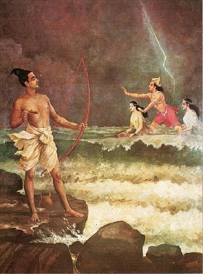 Raja Ravi Varma Sri Rama Vanquishing the Sea oil painting image